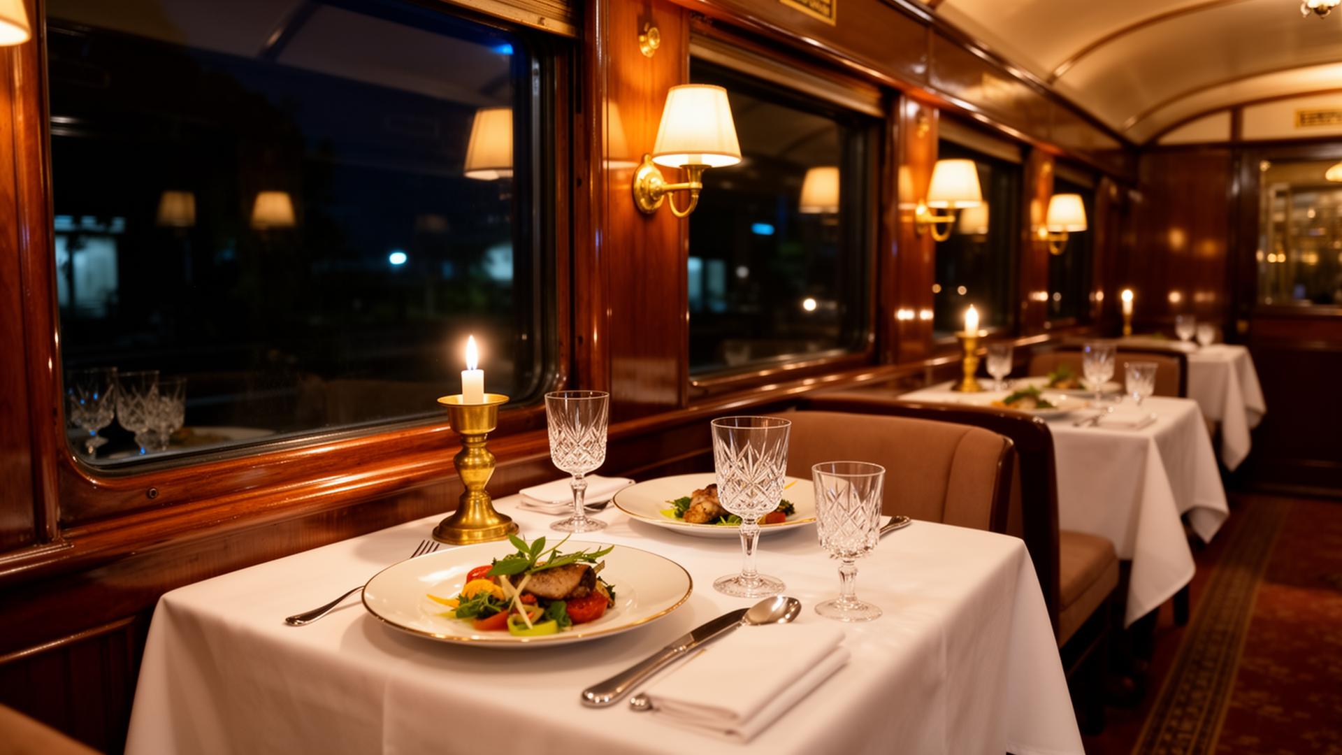 Bistro car onboard SJourney with candlelit dining